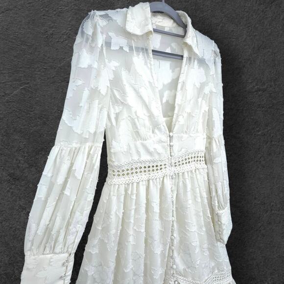 Asos Design Cream Burnout Lace Maxi Dress 2 Cottagecore Prairie Boho Coachella - Picture 7 of 15